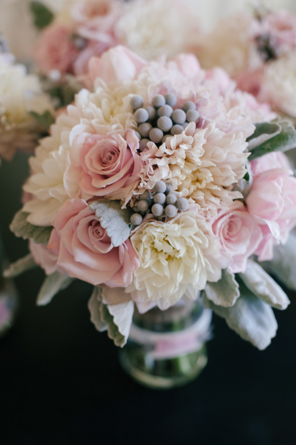 bouquet nuziale quarzo rosa e grigio