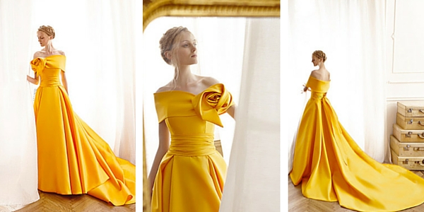 Abito da sposa colorato, giallo arancio, Elisabetta Polignano