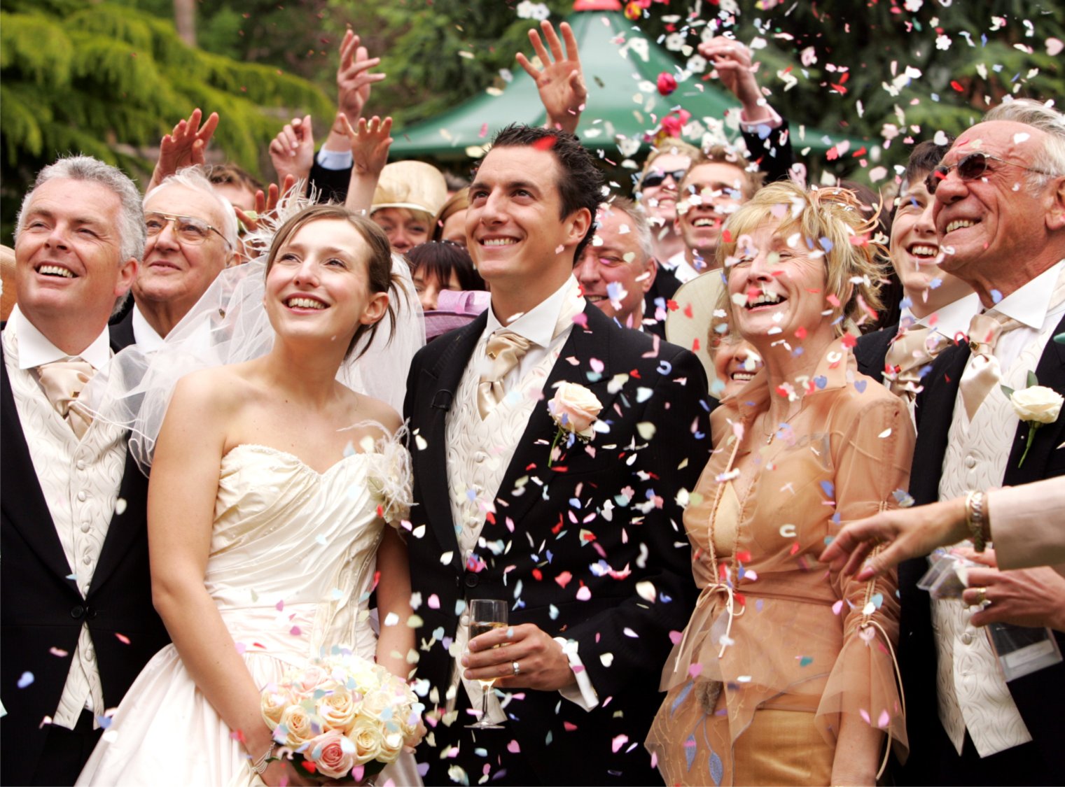 spouses with wedding guests