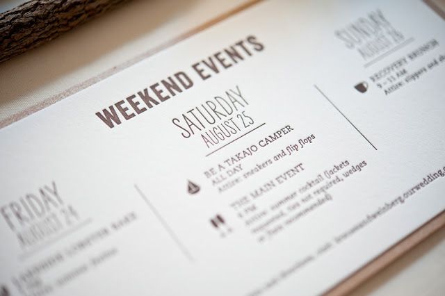 program of a wedding weekend